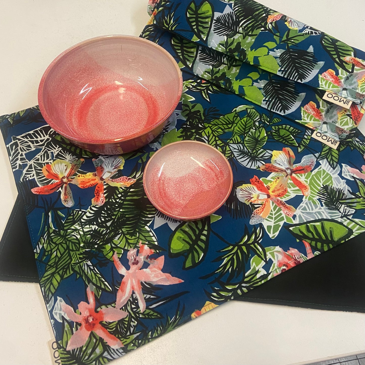 Reversible Placemats - Navy Tropics with Ink Reverse (set of 4)