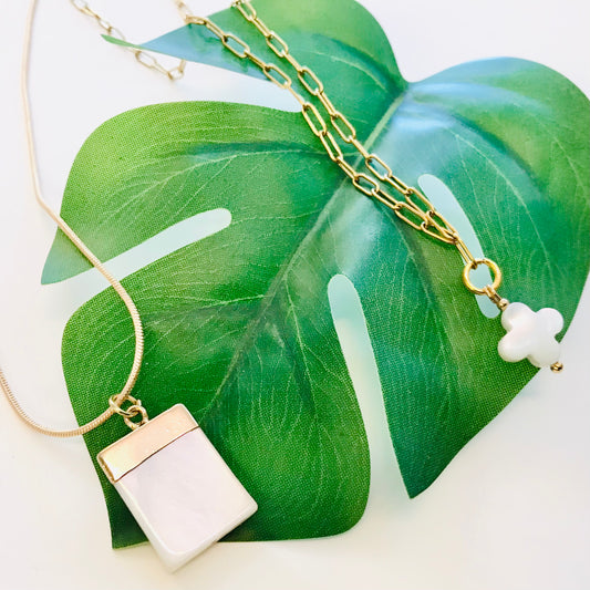 Pearlescent & Brass Necklaces