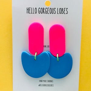 Polymer Clay Handmade Earrings - Fluro Dangles