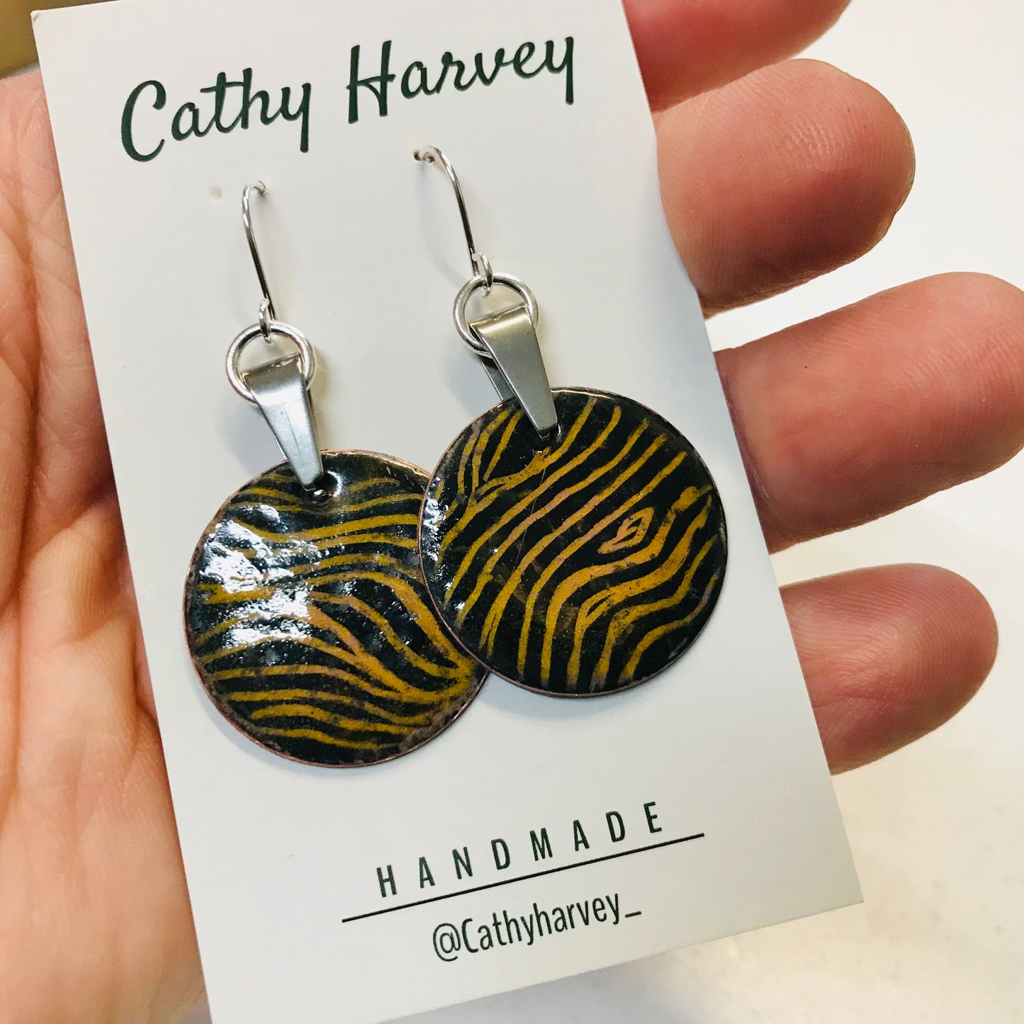 Handpainted Earrings -  Enamel on Copper