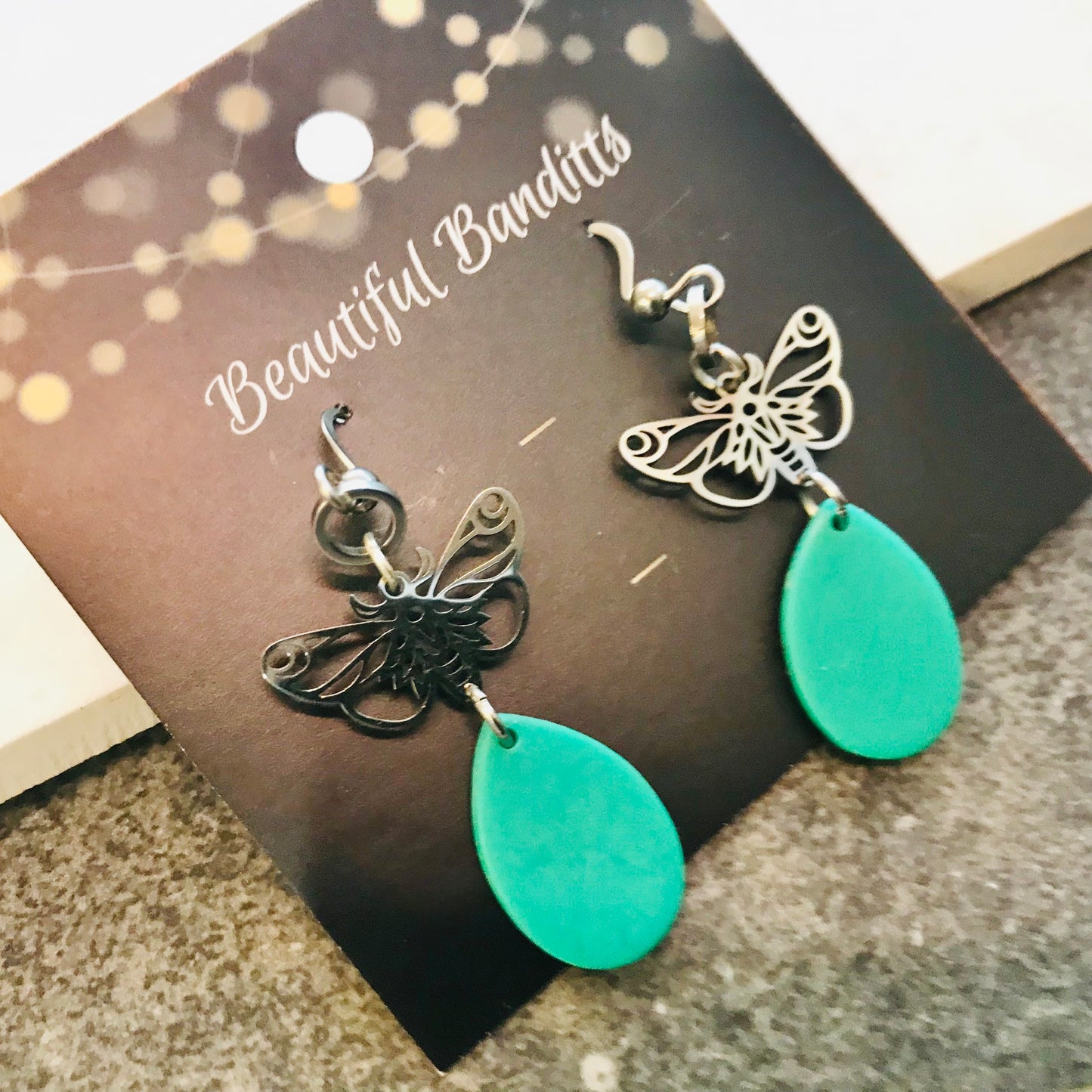 Mixed Metal and Resin Earrings - medium