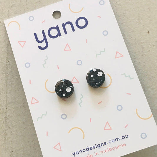 Round Laser Cut Timber Stud Earrings