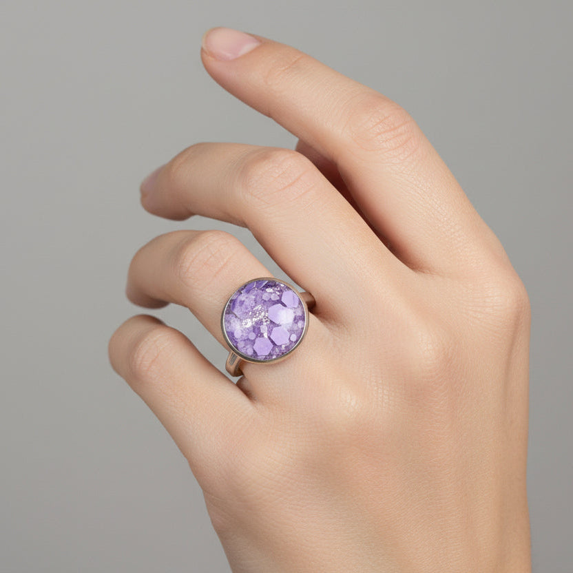 Resin Sparkle Adjustable Rings