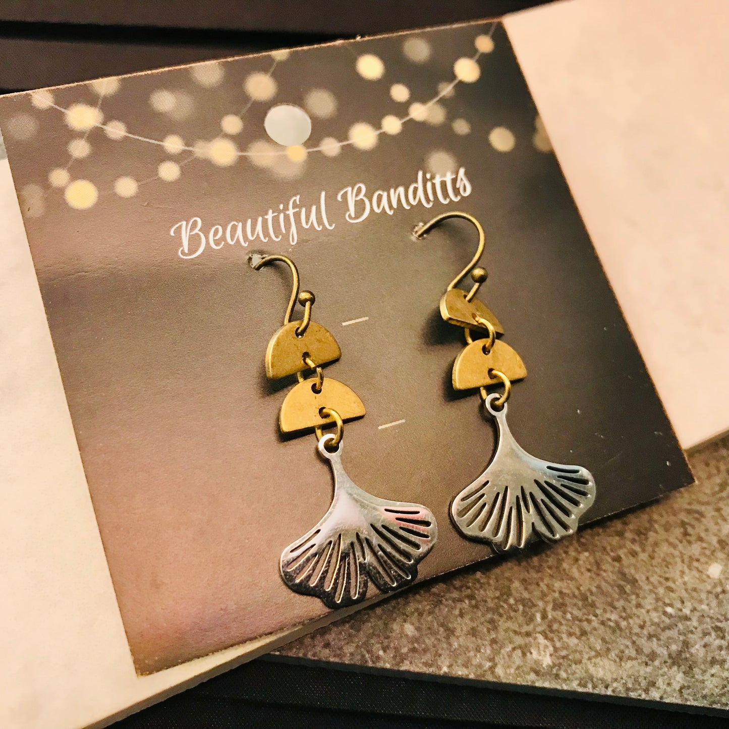 Mixed Metal and Resin Earrings - small