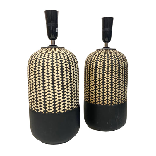 Lamp Base Only - Chocolate & Ercu Zig Zag Ceramic Table Lamp