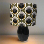 Custom Lamp Shade only - Barkcloth Geo Flower in Olive