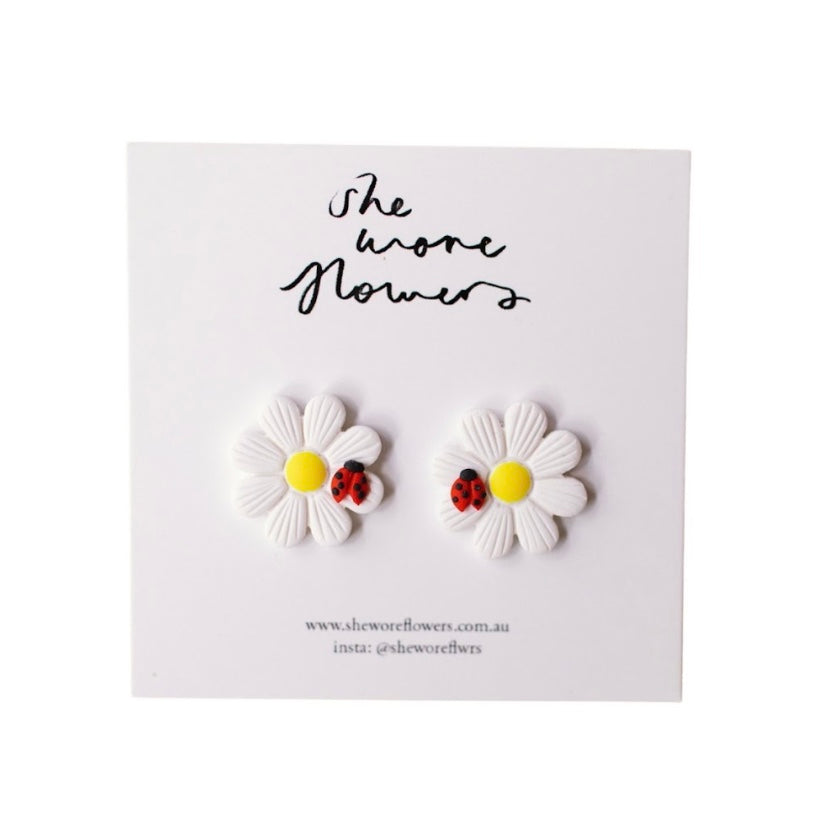 Floral Polymer Clay Flower Stud Earrings