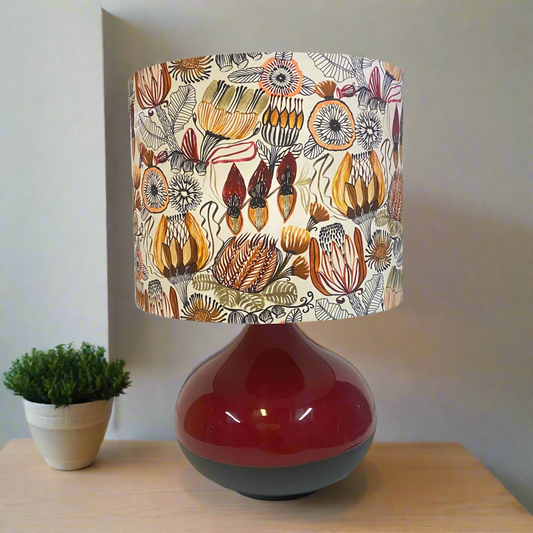 Burgundy Bulb Table Lamp with Neural Natives Shade
