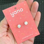 Round Laser Cut Timber Stud Earrings