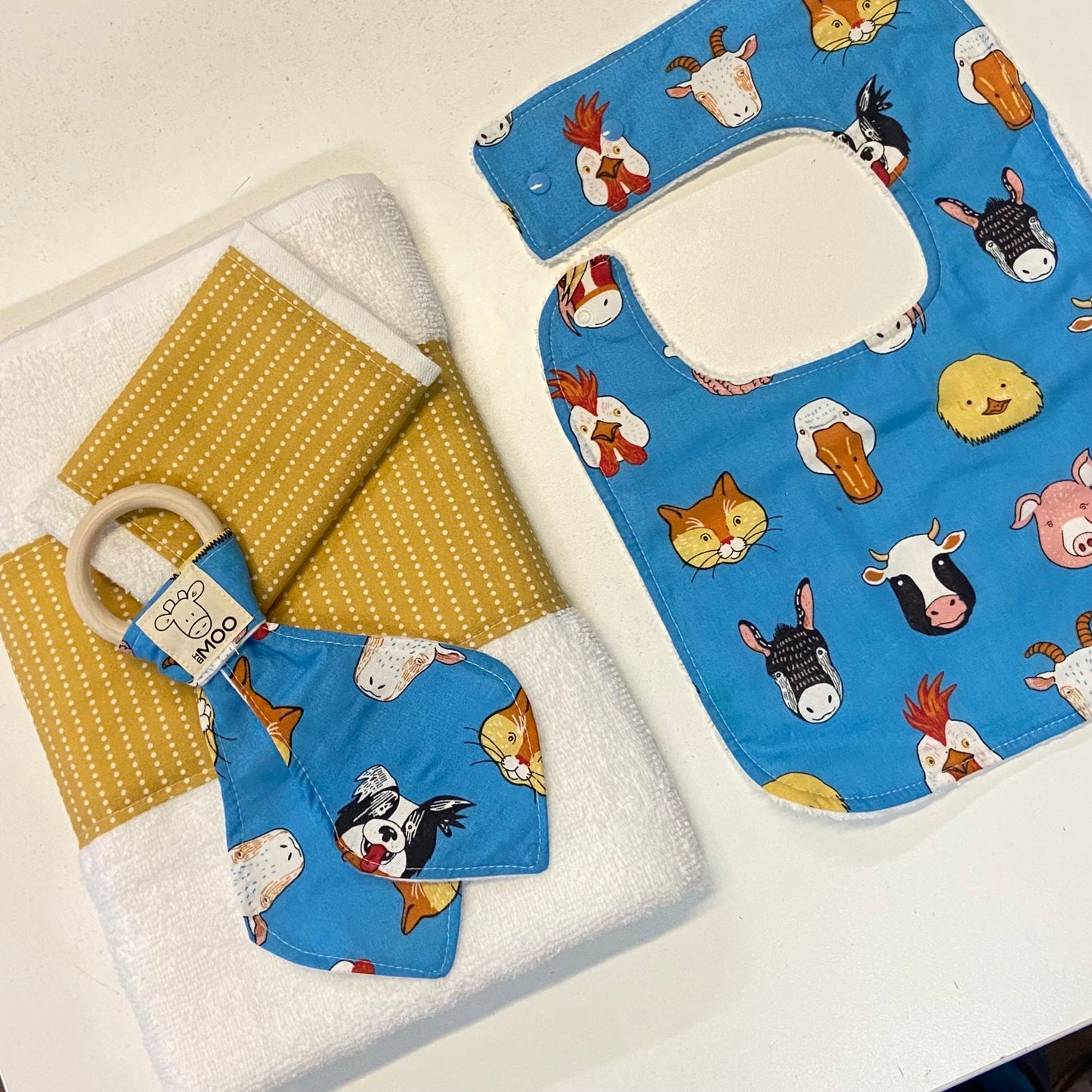 Gift Box - Towel, Face Washer, Burp Cloth & Silicone Dummy Clip