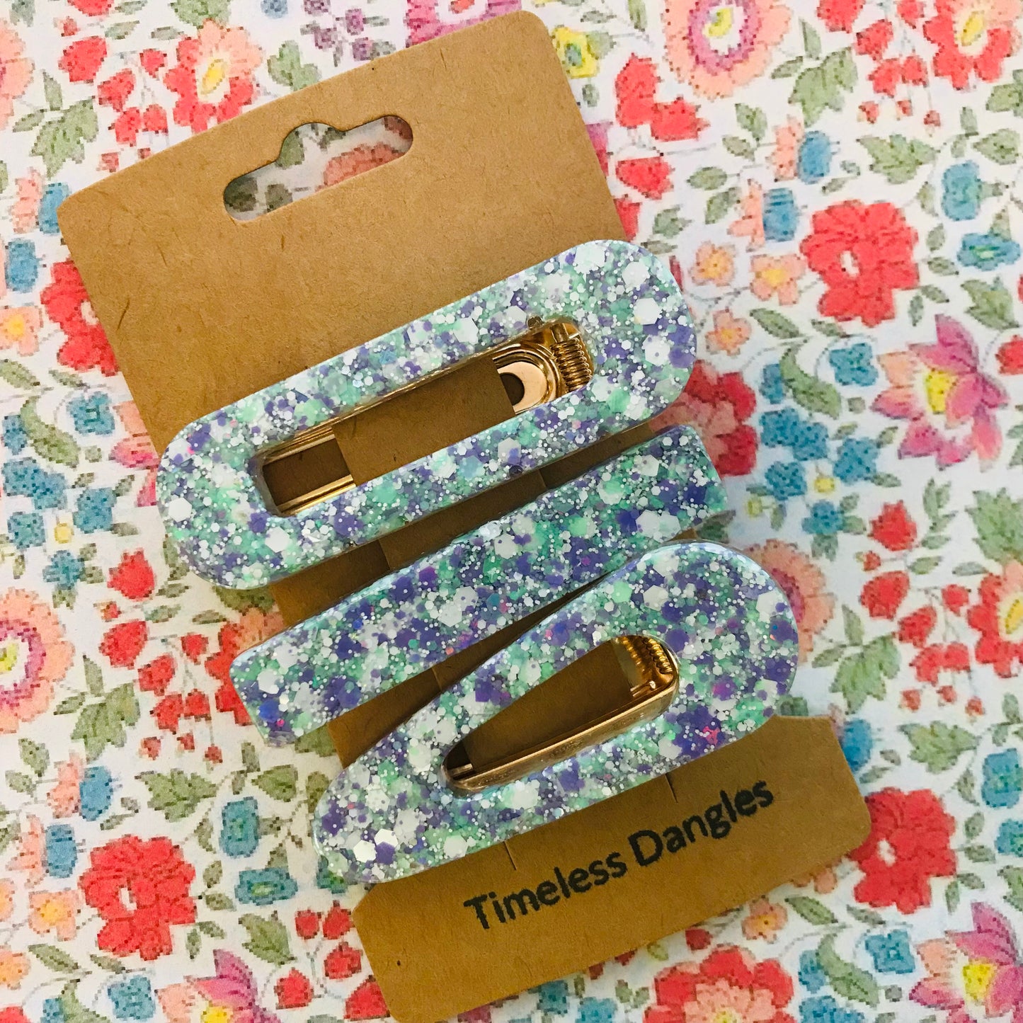 Resin Sparkle Hair Clips - Set of 3