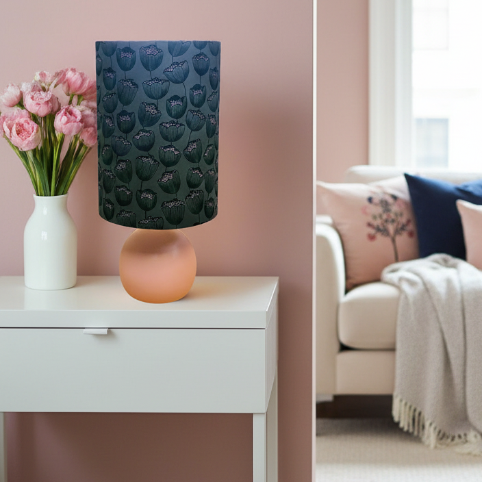 Charcoal & Pink Flower Bud Pink Table Lamp