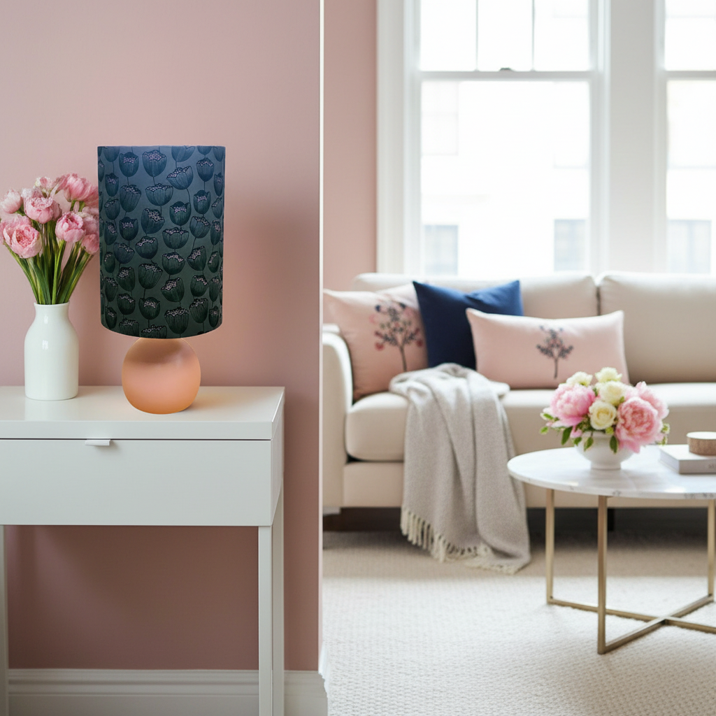 Charcoal & Pink Flower Bud Pink Table Lamp