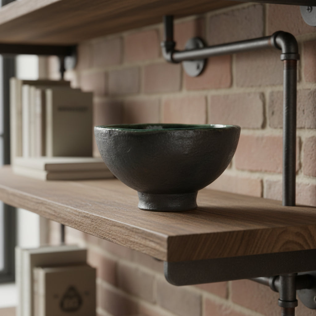 Raku Planter Bowl - Rustic Glaze with foot