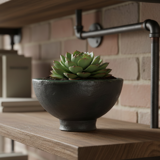 Raku Planter Bowl - Rustic Glaze with foot