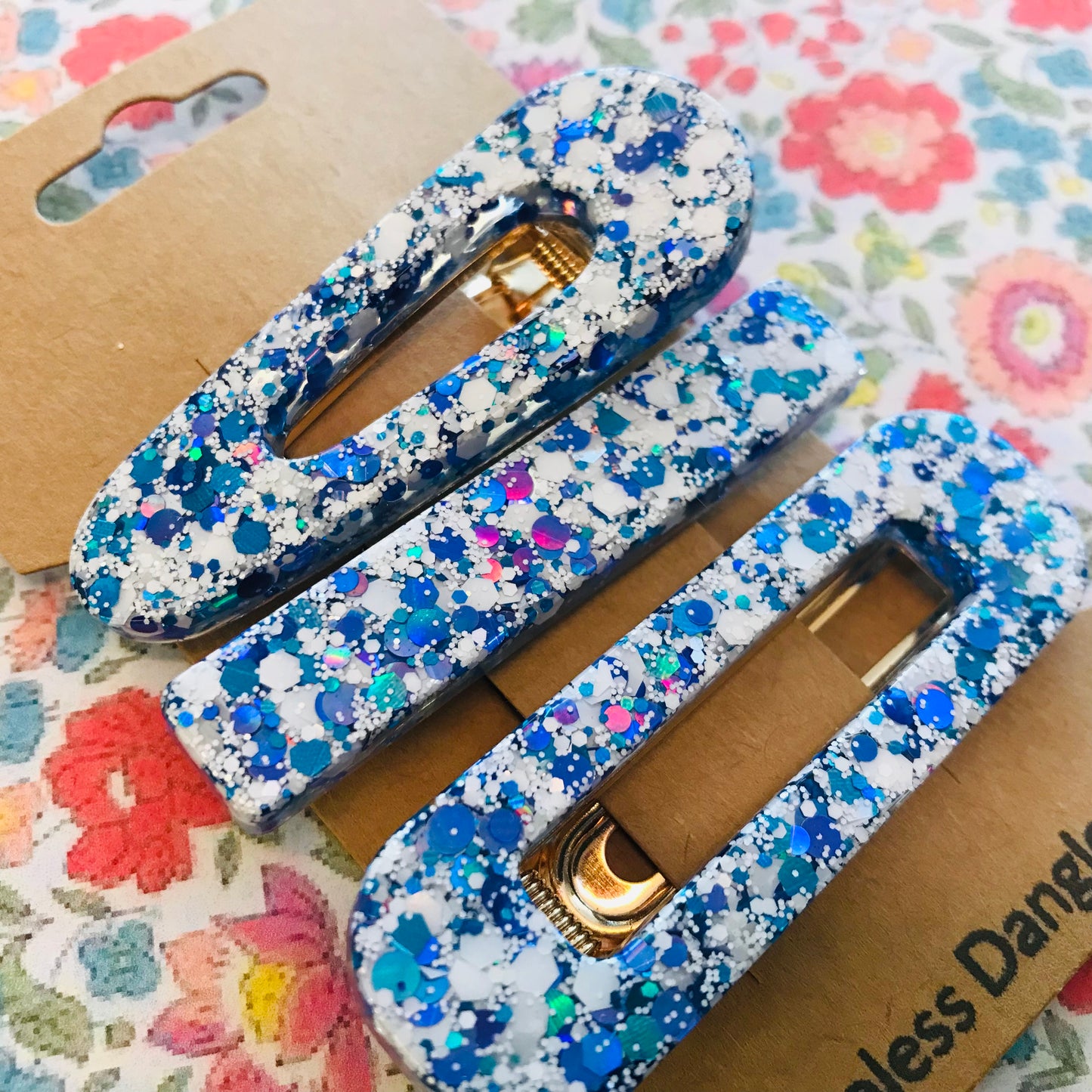 Resin Sparkle Hair Clips - Set of 3