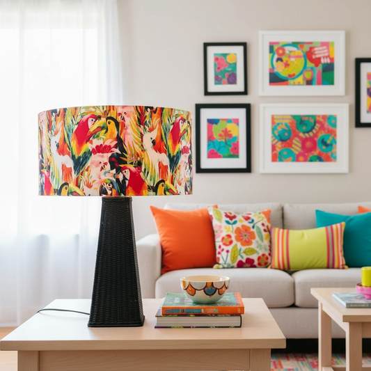 Custom Lamp Shade only - Rainbow  Bright Birds