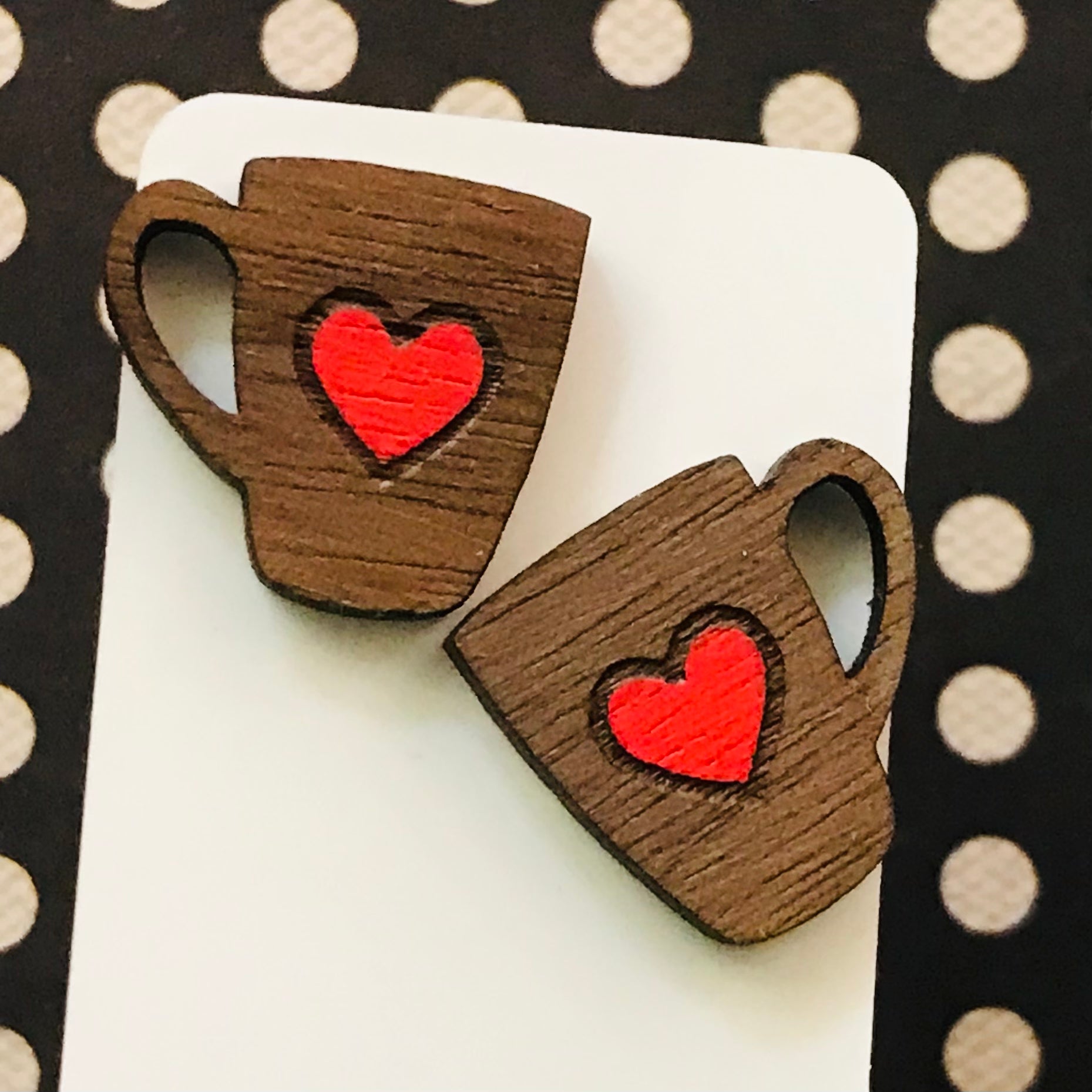 Novelty Studs Earrings - Graphic Wood