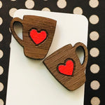 Novelty Studs Earrings - Graphic Wood