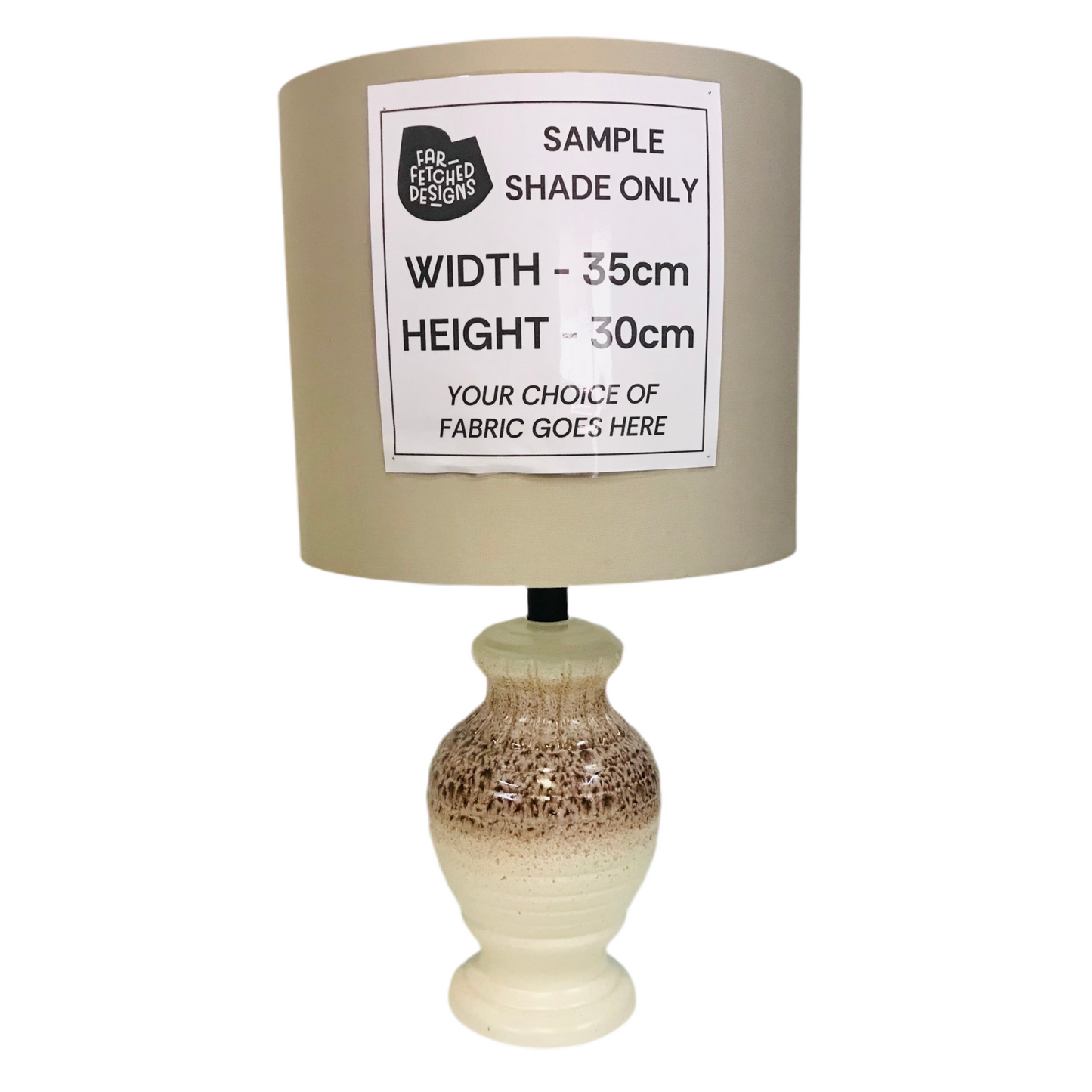 Lamp Base Only - Mid Century Modern Mottled Cream Pottery Lamp Base