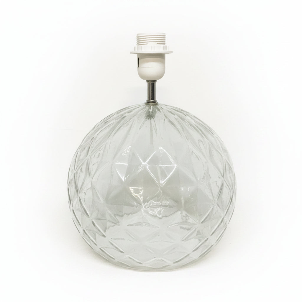 Lamp Base Only - Wide Clear Glass Ball Table Lamp