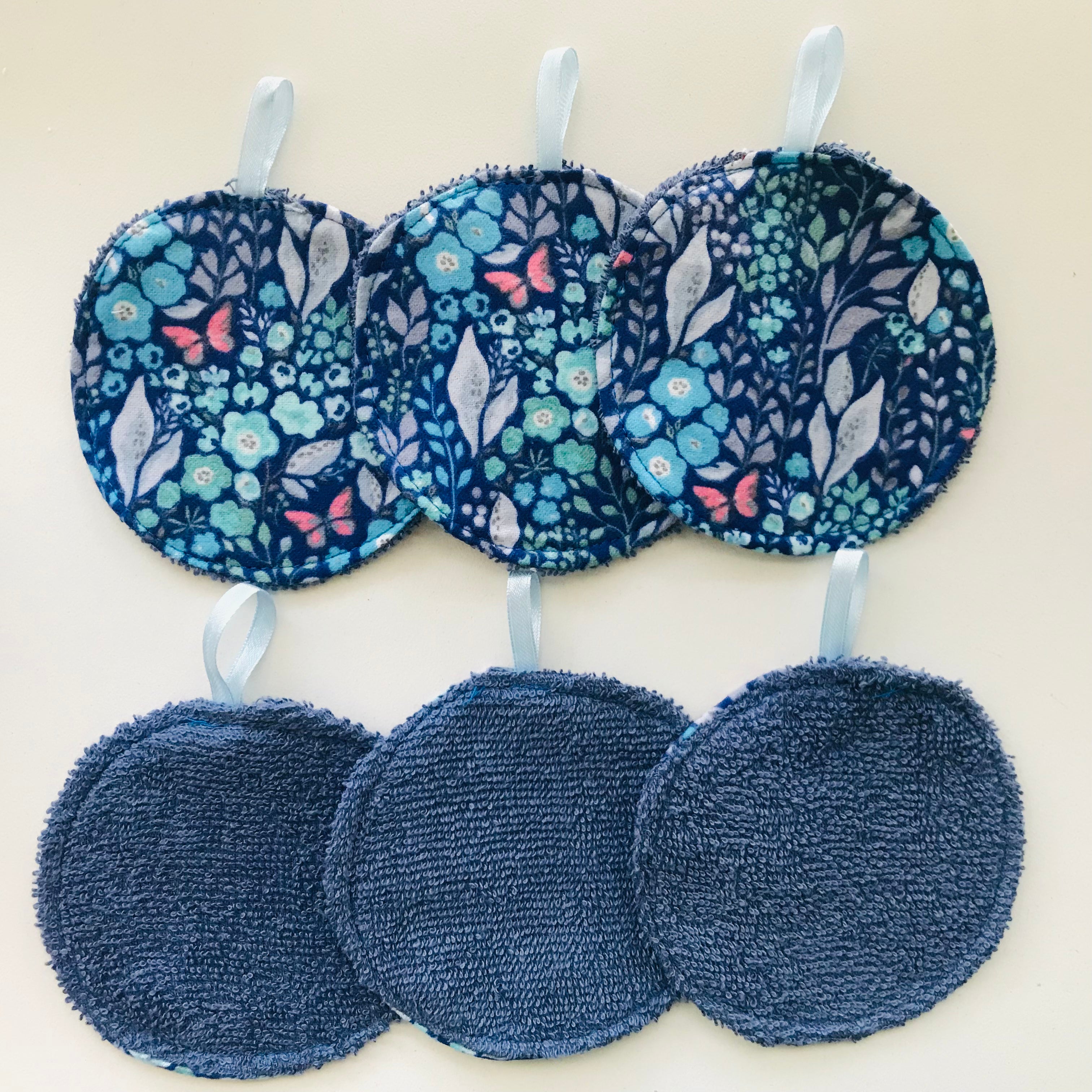 No Waste Reusable Make-up Remover Pads Wipes - flannel / towelling (set of 6)