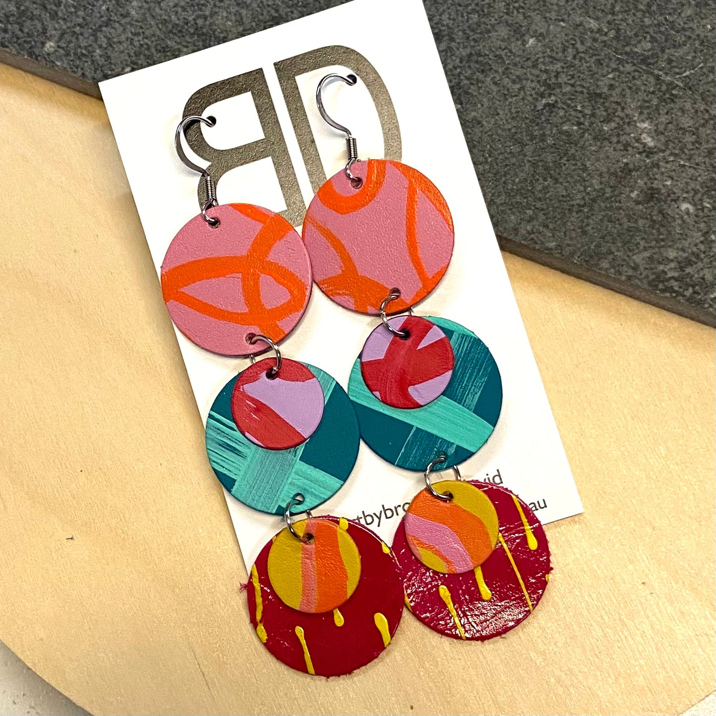 Hand painted leather earrings - The Droplet