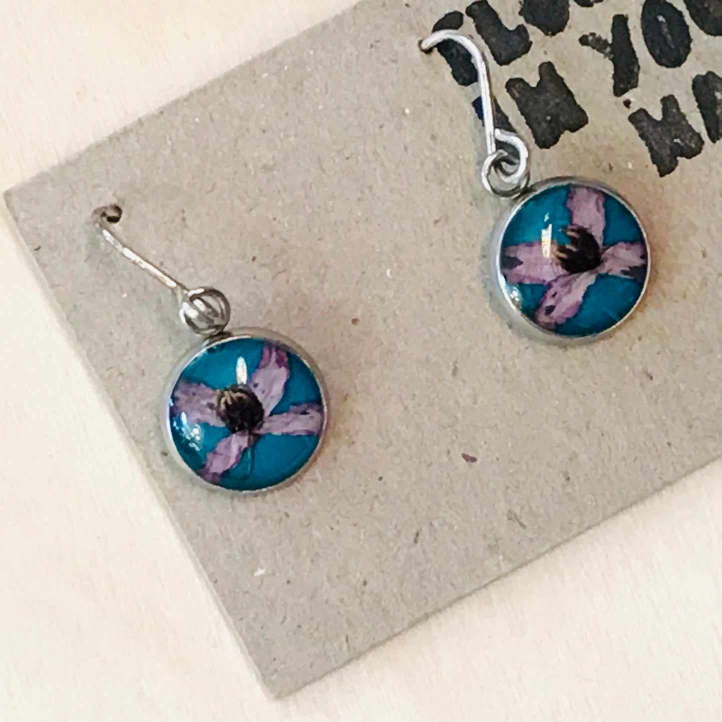 Australian flora Resin & Sterling Silver Earrings - small
