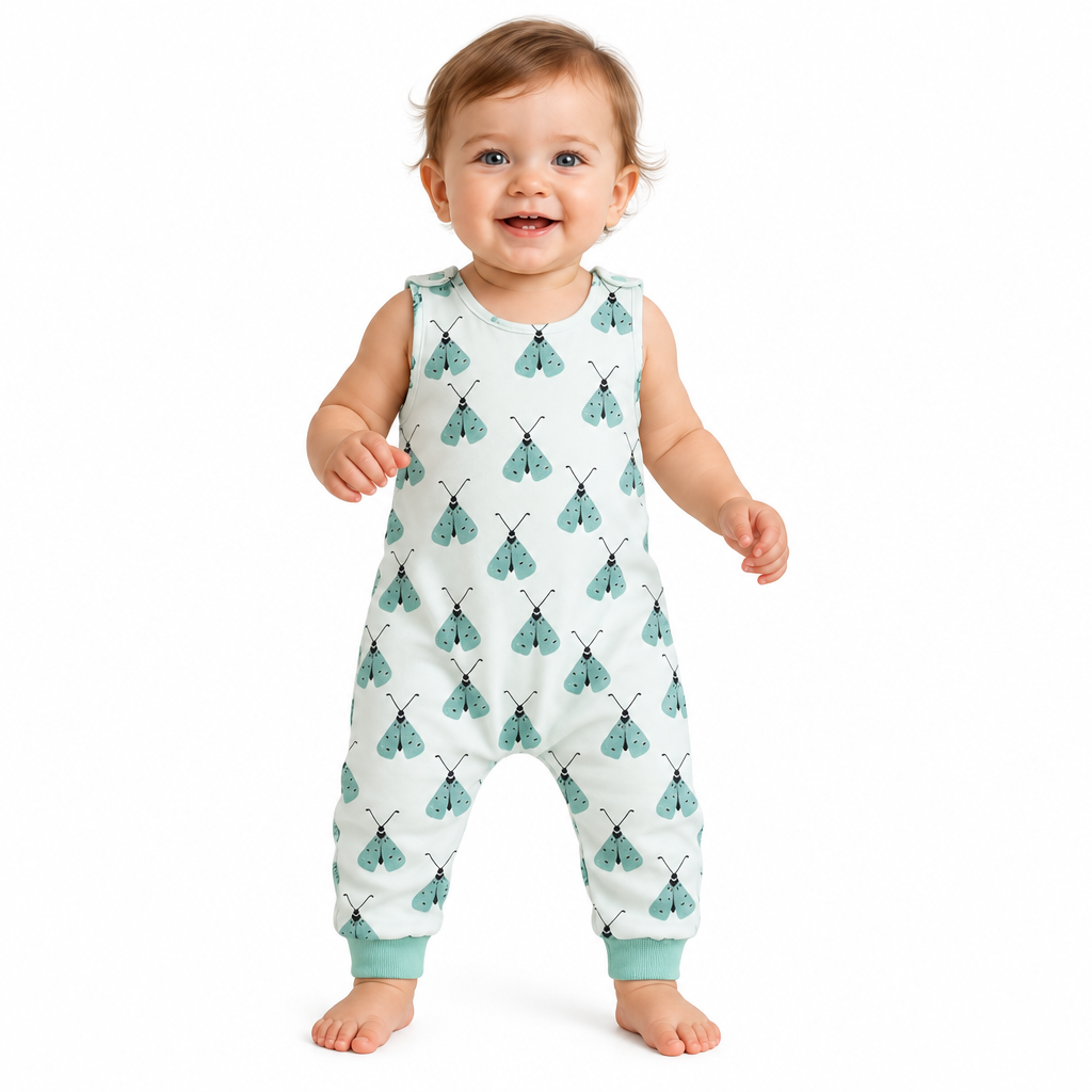 Baby Toddler Long Romper - Moths (fleece)