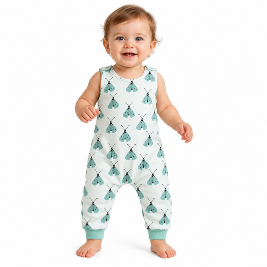 Baby Toddler Long Romper - Moths (fleece)