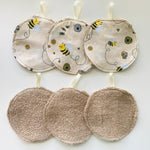 No Waste Reusable Make-up Remover Pads Wipes - flannel / towelling (set of 6)