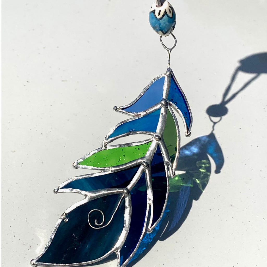 Handmade Glass Suncatcher - Peacock Feather