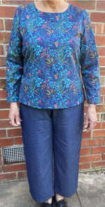 Women's Handmade Band Pants - Blue Denim