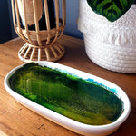 Alcohol Ink Detail Porcelain & Bamboo Oval Tray