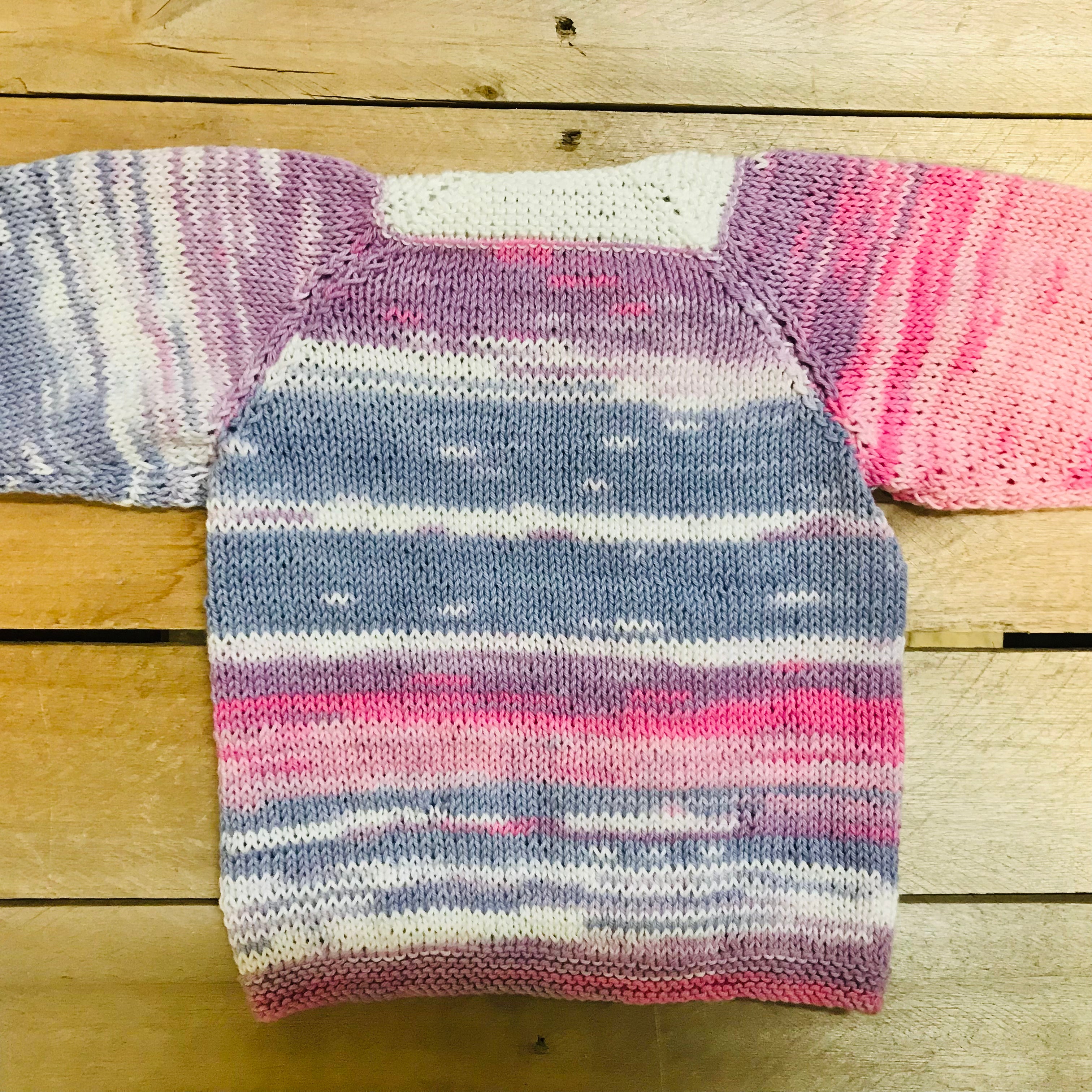 hand-knitted locally - Child Pink Purple Cotton Cardigan