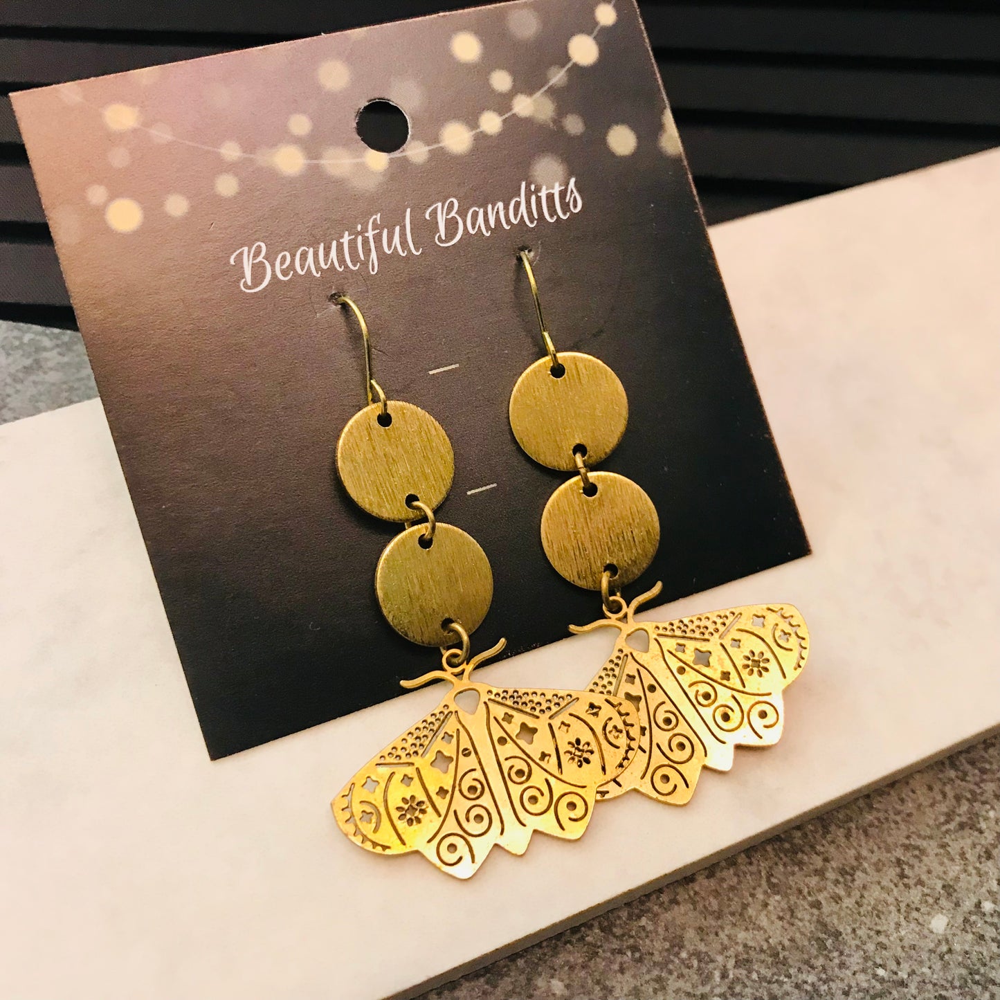 Mixed Metal and Resin Earrings - medium