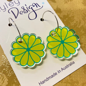 Laser Cut Flower Disc Perspex Earrings