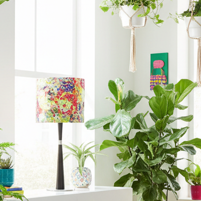 Cigar Timber Table Lamp with Impressionist Floral Shade