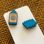 Novelty Studs Earrings - Graphic Wood