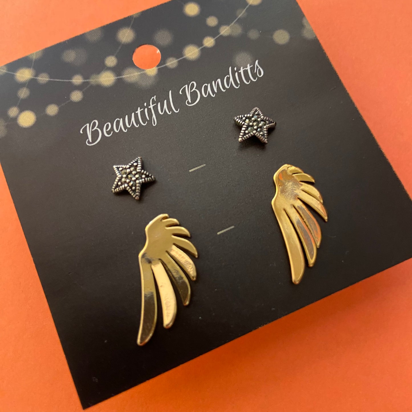 Mixed Metal Stud Earrings - Duo Set