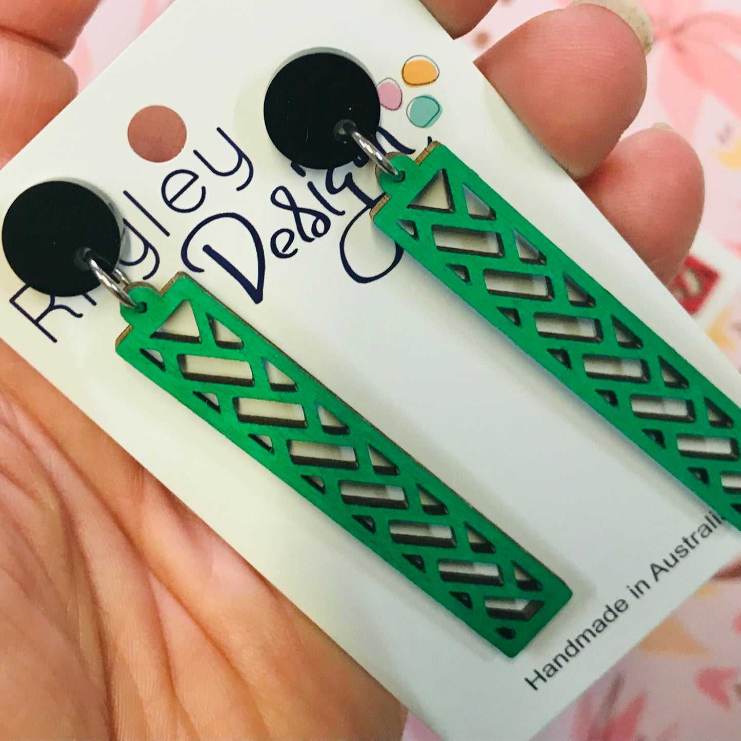 Rectangle Grid Art Deco Statement Earrings