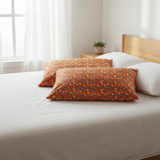 Pillow Case Set - Tangerine Posy (set of 2)