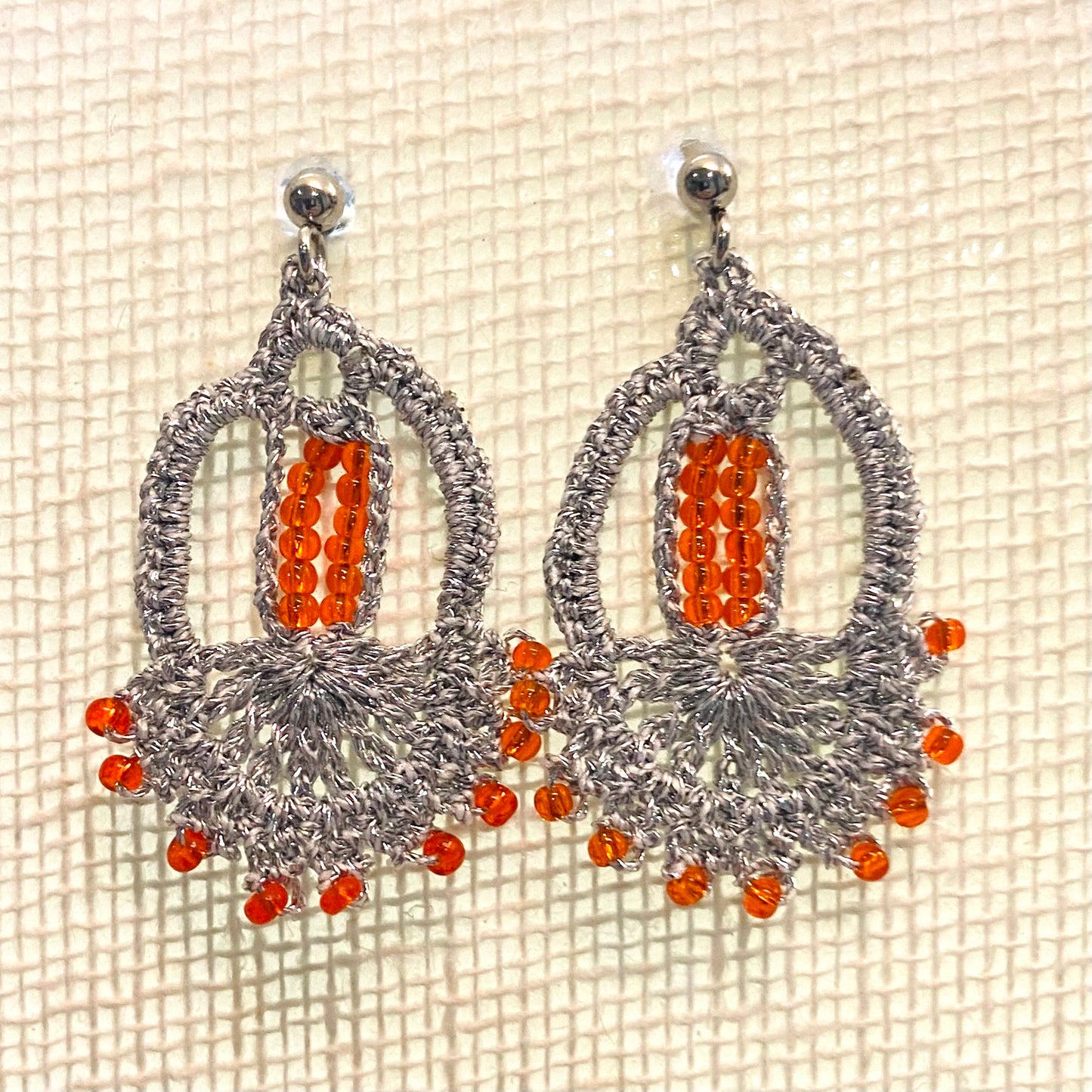 Handcrafted Crochet Earrings - Persian Style with Bead Detail