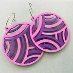 Bamboo Handpainted Two Tone Disc Hoop Earrings