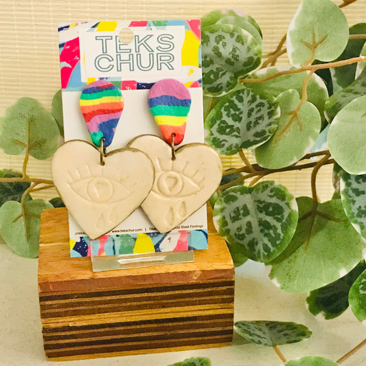 Polymer Clay Statement Earrings - Hearts