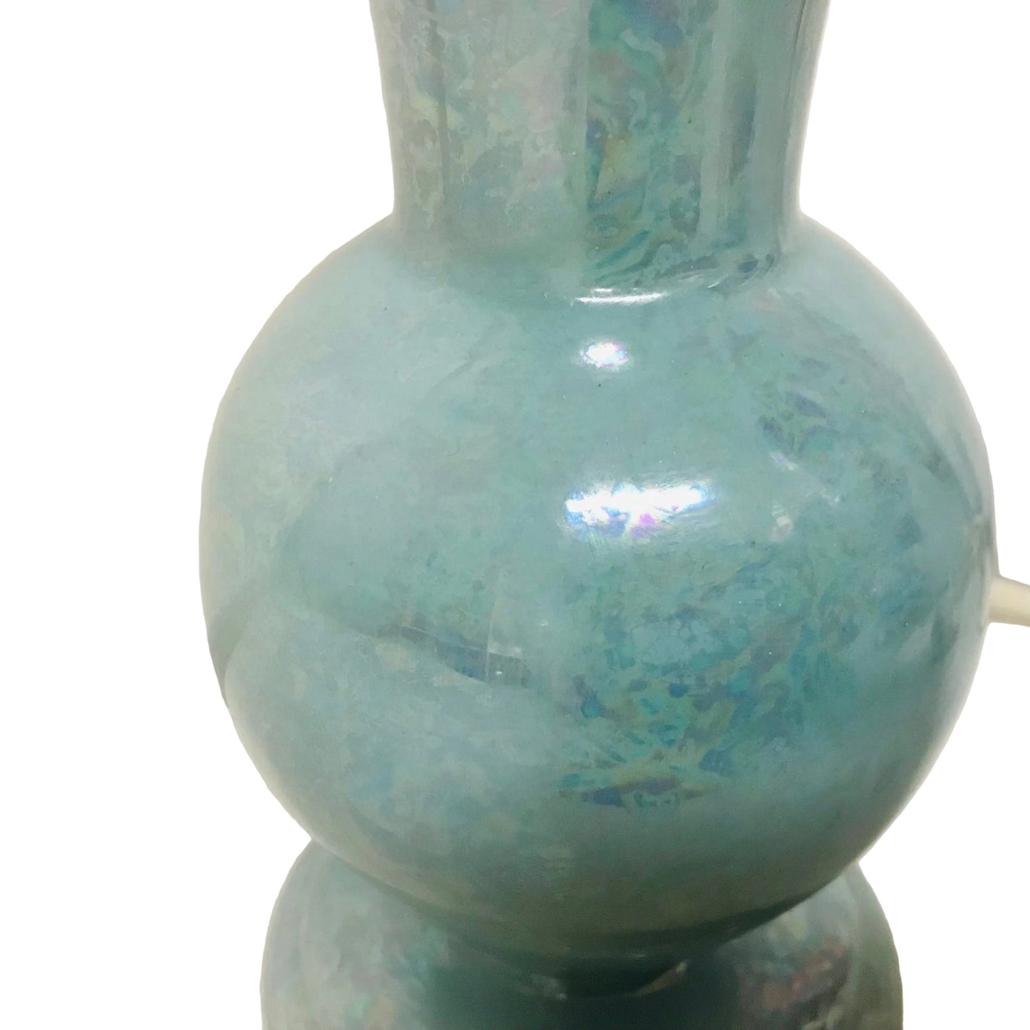 Blue ceramic lamp close up detail 