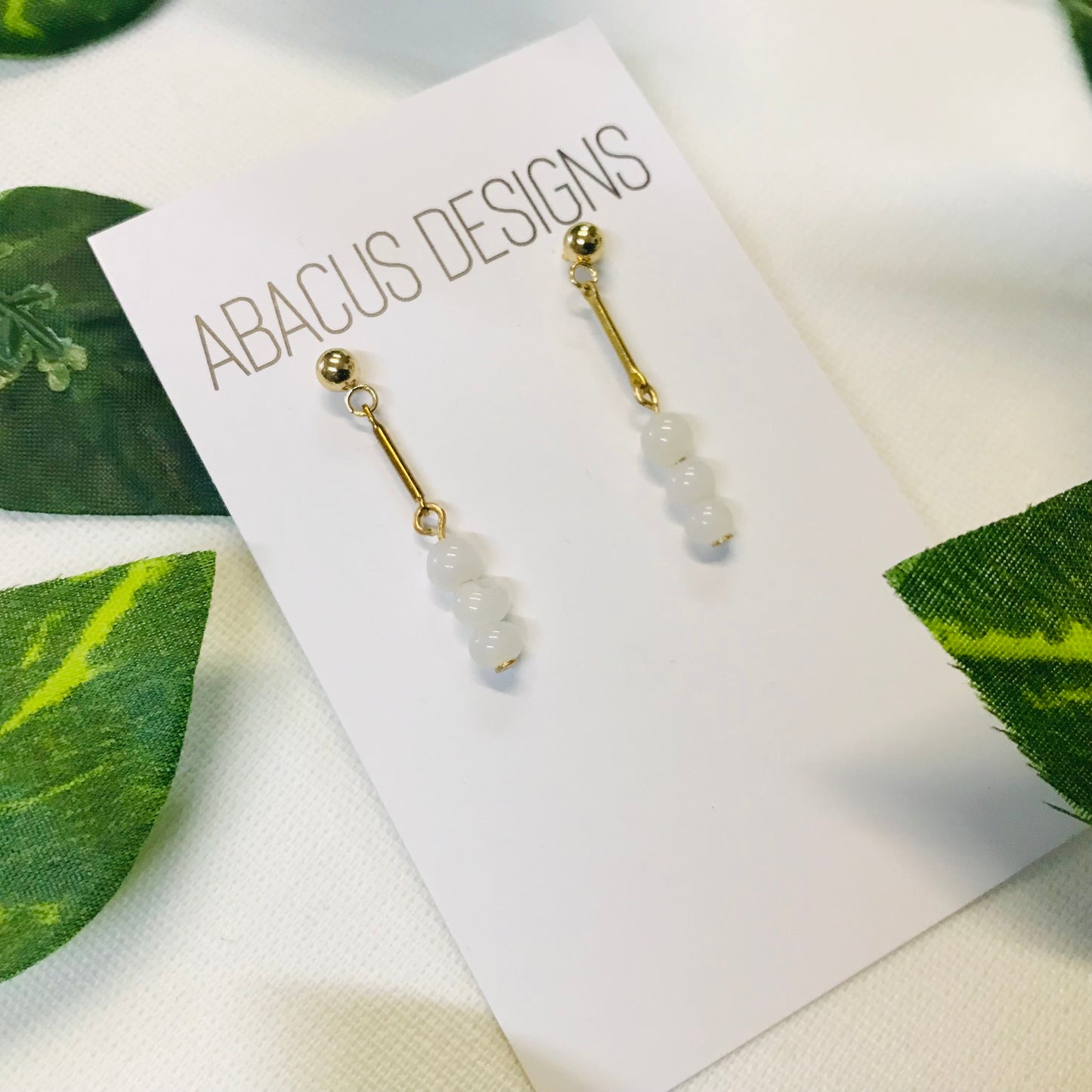 Pearlescent & Brass Dangle Earrings