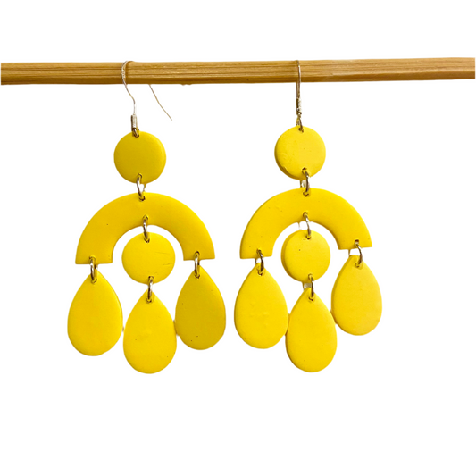 Handmade Polymer Clay Earrings - Halo Teardrops