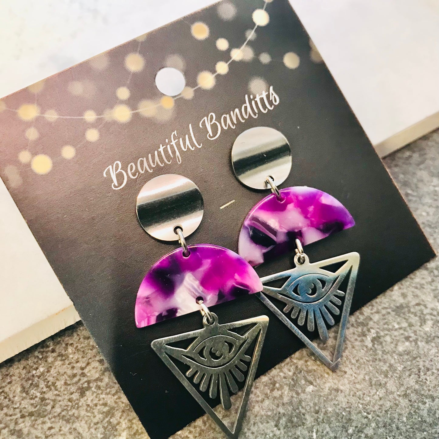 Mixed Metal and Resin Earrings - medium
