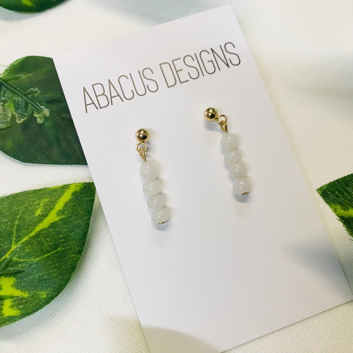 Pearlescent & Brass Dangle Earrings